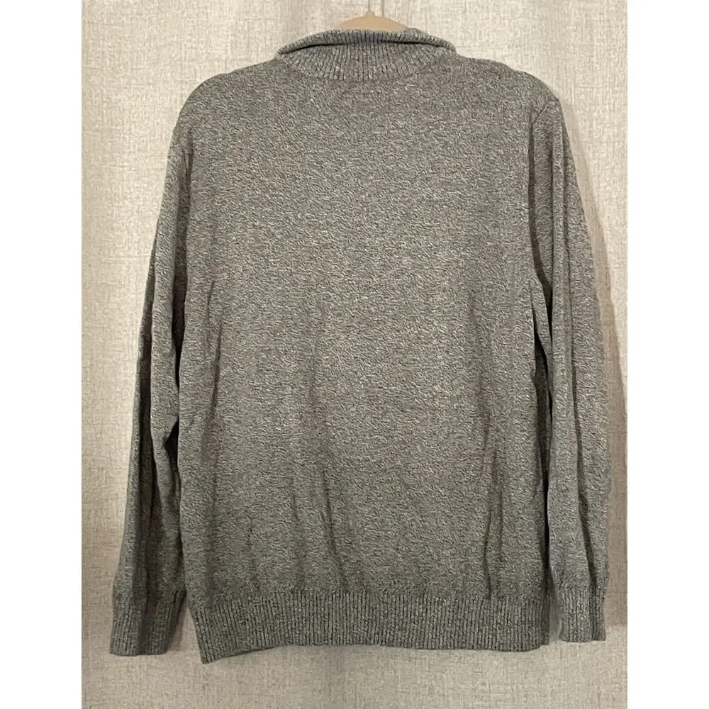 American Eagle Sweater Mens Extra Large Grey Long Sleeve 1/4 Button Up Collared